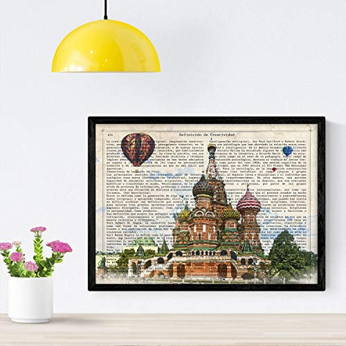 Nacnic Poster von Russland. Drucke und Illustrationen von Weltstädten und berühmten Denkmälern. A4-Größe mit Rahmen