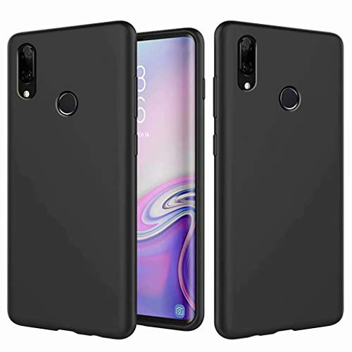 CRABOT Compatible con Huawei P Smart Z 2019/Y9 Prime 2019 Silicona Líquida Caso Cubierta de Goma Anti-caída Resistente a Los Arañazos Carcasa del Teléfono+1*(Protector de Pantalla Gratuito)-Negro