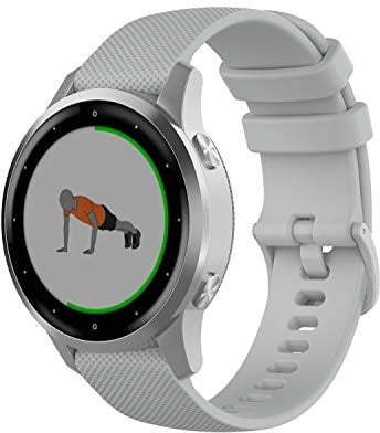 Wownadu Correa Quick Release 18mm Compatible para Garmin Vivoactive 4S/ Vivomove 3S/ Venu 3S/ Venu 2S, Correas Gris Recambio Sport Silicona Pulsera para Forerunner 255S/ 255S Music/ 265S