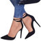 ticticlily Damen Sandalen Schnürsenkel Knöchelriemchen Wildleder Pumps Spitze Zehen Stiletto Hohe Absatz Schuhe A Schwarz 39 EU