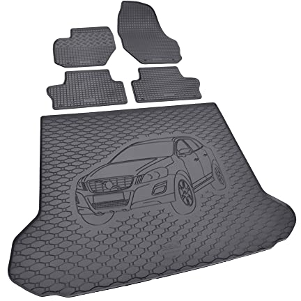 Passgenaue Kofferraumwanne und Gummifußmatten geeignet für Volvo XC60 2008-2017 EIN Set
