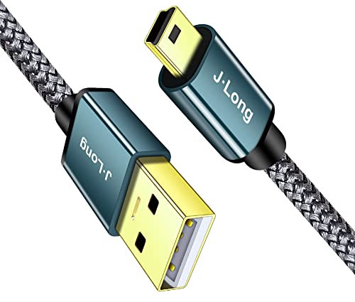 J·LONG Mini cable USB trenzado USB 2.0 a Mini B Cable de transferencia de datos y carga compatible con Dash Cam controlador PS3 reproductor MP3 4 PDA cámara escáner y más dispositivos Mini USB (4 m)