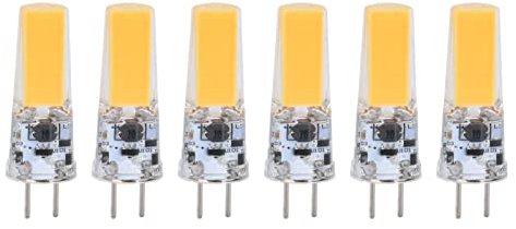 Fafeicy 6 Bombillas LED GY6.35 de 5 W, Bombilla COB, Bombilla de Silicona, Bombilla COB para Candelabros, Lámparas de Techo, Lámparas de Ventilador de Techo, AC12V/DC12-24V(Blanco cálido)