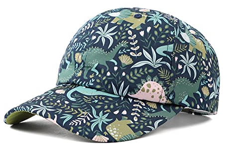 XIAOHAWANG Kinder Caps Jungen Schirmmütze mit UV Schutz Waterproof Sommer Kappe Waschbar Baby Jungen Cappy Baseball Cap 2-6Jahren (2-6Jungen, Grün Dinosaure)
