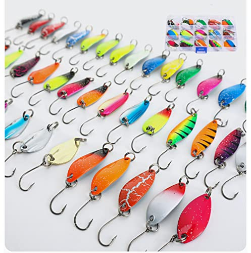 OrangeClub OrangeClub 43-TLG Hochwertige 2,0g - 3,5g Trout Spoon Forellenblinker Set Forellenköder zum Forellen Angeln Spoons Forelle (A)