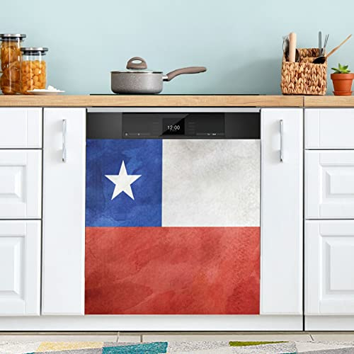 Vintage Chile Flag Dishwasher Magnet Cover for Door Front, Decorative Kitchen Dishwasher Panel Decal Refrigerator Magnetic Decor Sticker 23 x 26 Inches