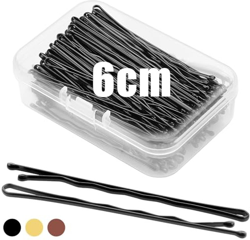 Mbsomnus 100 Stück Haarnadeln 6cm Bobby Pins Haarklemmen Schwarz | Damen Pin, Wellenform Haarklammern, Accessories mit Aufbewahrungsbox, für Kinder Mädchen Frauen, Friseursalons, Alle Typen