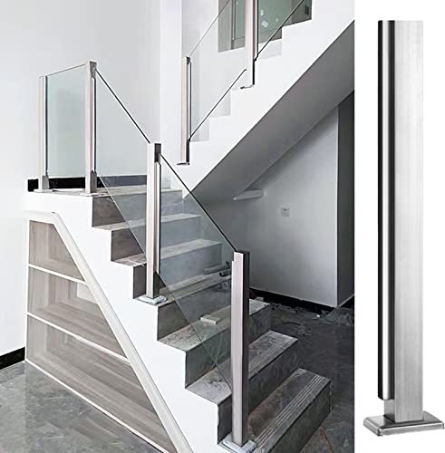 Glas Geländerpfosten Glashalter Edelstahl Treppe Geländer Aus Glas, Innen Exterieur Klare Sicht Zaun Geländerpfosten Für Deck Veranda Garten Hof Landegeländer ( Color : End Post , Size : 100cm/39.4inc