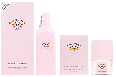 SPAGNOLO - Esencia Woman Promoción 150 ml + 30 ml, Colonia Mujer, Pack 2 Productos, Perfume Formato Spray, Eau de Toilette Natural y Femenina, Aroma Floral Afrutado, Fragancia Fresca y Duradera