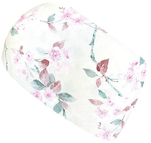 Wollhuhn ÖKO Mädchen/Damen/Buben Cooles Elastisches Stirnband/Haarband Bequem Jersey Baumwolle Viele Motive 21215155 (Blumen Weiß/Rosa/Mint)
