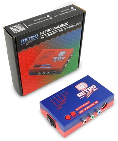 RetroScaler2x AV/SV/YPBPR zu HDMI™ Konverter - Unterstützt Line Doubler, Filter und Pass-Through-Modi, Videospieladapter ohne Verzögerung, für PS2/N64/Dreamcast/Saturn/MD/NGC/SFC und mehr (Blau)