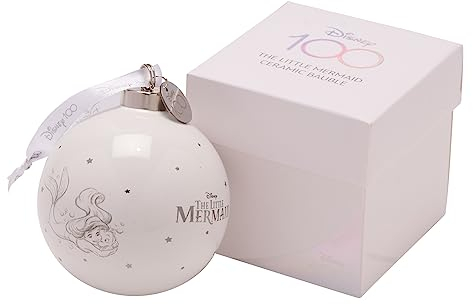 Disney 100 Bauble – Ariel - Ceramic Christmas Decoration in White Box