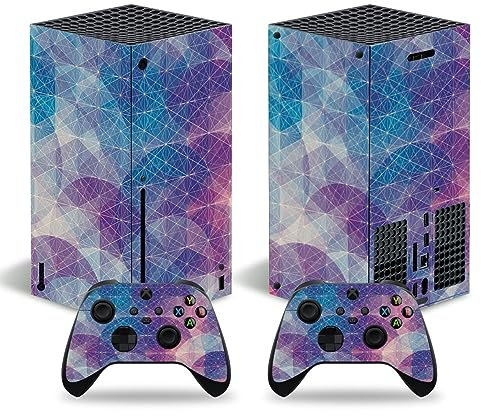 Skin Sticker for Xbox Series X Console Controllers, Protective Skin Wrap Vinyl Decal for Microsoft Xbox Series X, Protector Wrap Cover Protective Faceplate Full Set for X-Box Series X (Purple Stripe)