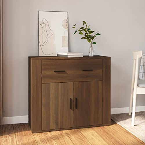 ZEYUAN Sideboard, Kommode Schlafzimmer, Komodenschrank, Flur Möbel, Wohnzimmerschrank, Apothekerschrank, Flur Schrank, Beistellschrank, Braun Eichen-Optik 80x33x70 cm Holzwerkstoff