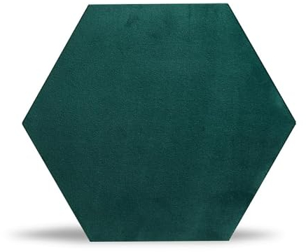 Rebel of Styles - Luxury Velvet Textile Hexagon Green - 0,058m² / 1 Stück - 3D Gepolsterte Wandpaneele/Verkleidung/Verblender - Polsterpaneel mit Samt Wandkissen für effektiven Wandschutz