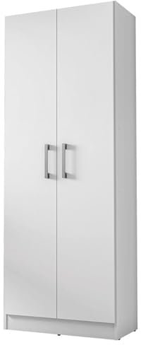 KITS PARANA Armoire 2 Portes Blanche Mutifonctions 5 Niches L 61 H 160.6 P 31.8 cm