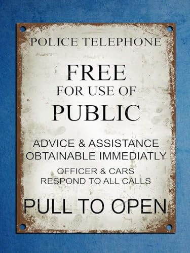 LBS4ALL Metall-Blechschild im Vintage-Stil, Polizei-Telefonzelle, Tardis, Dr. Who, Wand- und Türschild