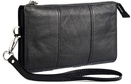 DFV mobile - Funda Piel Natural Bolso de Mano para BQ Mobile BQ-5046L Choice LTE (2020) - Negra
