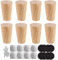 WOPPLXY Lot de 8 Pied de Meuble Bois, 8cm Pied de Table Bois avec Tapis Antidérapant, Plaque de Montage et Vis, Pieds Canapé pour Canapé, Table de Nuit, Armoire, Tiroir, Fauteuil