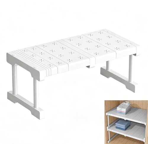 Scaffale Telescopico Estensibile per Armadio Divisori per Scaffali Acciaio Inossidabile Telescopico baby Armadi Separatori Organizer per Camera da Letto Bagno Cucina (Larghezza 42 [Lungo 37-48cm])