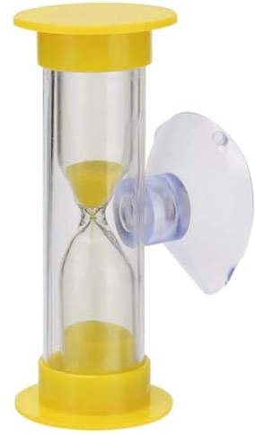 Yokawe Sablier sablier 2 Minutes avec Ventouse, Horloge à Sable en Plastique incassable pour Le brossage des Dents, la Cuisine, Les Jeux, la Salle de Classe Jaune