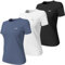 Wulibike 3 or 5er Pack Sportshirt Damen Funktionsshirt Stretch Schnelltrocknend Activewear Atmungsaktiv Laufshirt Kurzarm Fitness Wandershirt UPF 50+ Sonnenschutz Top Schwarz-Weiß-Grau Blau M