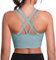 Leversic Sport BH Damen Push up, Sports Bra Ohne Bügel Sport BH Rückenfrei, mit Breiten Trägern für Besseren Halt und Unterstützung, 1pc Blau, M