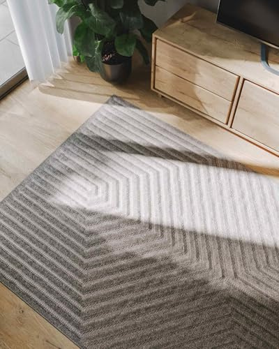 benuta Basic Teppich Leo - Hellgrau 300x400 cm - Abstrakter Relief-Teppich für Wohnzimmer, Schlafzimmer & Flur - Pflegeleicht - Fußbodenheizung Geeignet