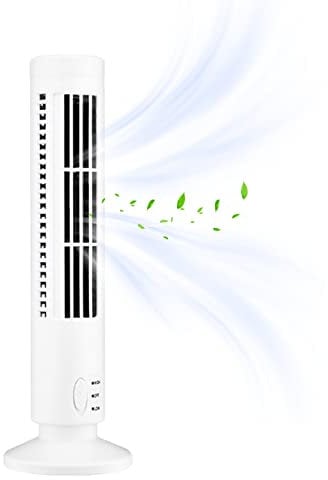 Ventilador de torre Oscilando pequeño ventilador fresco USB Cargo Ventilador de enfriamiento sin luces Acondicionador vertical portátil para la oficina White White, Oscilating Fan