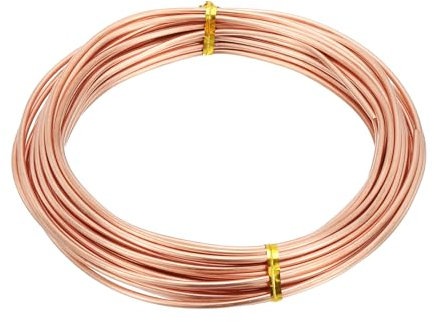PATIKIL 99.9% Soft Copper Wire for Gardening, 9 Gauge/3 mm Diameter 24 Feet/7.3 m 1 Pound Spool Pure Bare Copper Wire for Jewelry Making Beading Electroculture Plants