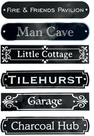 Generic 4D Crystal Slate House Sign, Modern Style - 53.5x11.4cm, Black