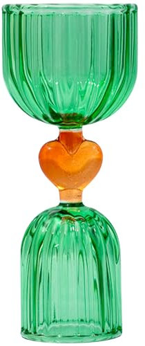ban.do Cocktail Measuring Jigger, Double Jigger Shot Glass, 1/2 and 1 Shot Measuring Cup, Green Glass Bar Tool (Tipsy Turvy Green)