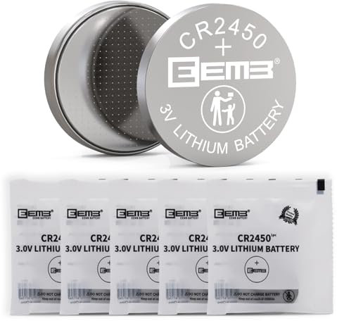 EEMB Batterie a Bottone Al Litio CR2450, 3V, 5 Pezzi