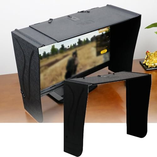 LJLAO Paraluce per Monitor da Tavolo, Paraluce per Monitor da Computer, Larghezza Regolabile (41-69 Cm), Pieghevole E Portatile + Assorbimento della Luce Interna,Black