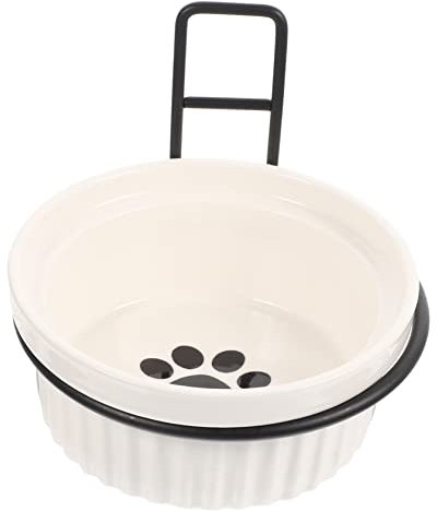BESPORTBLE 2 Ensembles Bol pour Animaux De Compagnie Chiot Eau Mangeoire Murale pour Animaux De Compagnie Bol De Chat Portable Gamelle Suspendue pour Chien pour Chiens Céramique Blanche