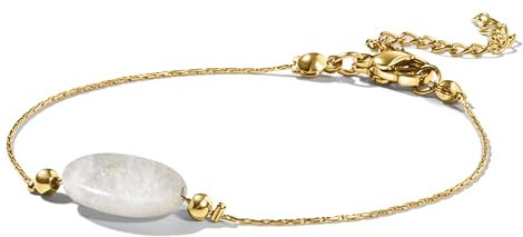 PURAJA Edelstein Armband Damen | Mondstein Armband | 18k echt vergoldet | Handgefertigt | Glücksarmband Damen | Mutmacher