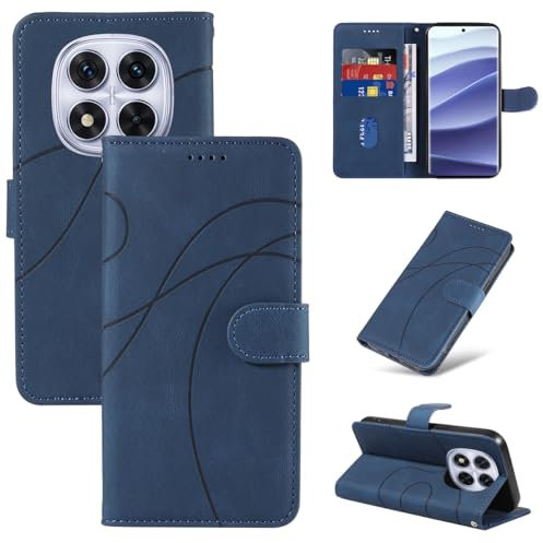 Coque pour Xiaomi Redmi Note 14 Pro 5G (Pas pour 4G) / Poco X7 5G / Note 14 Pro + 5G, Housse PU Cuir à Rabat Flip, Étui Support et Portefeuille Fonction (Bleu)