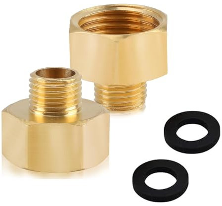 Wjelet 2 Stück Gasflaschen Adapter, 1/2 Rechts auf 1/4 Links, Lpg Gas Adapter, Übergangsstück für Gaskocher, Hockerkocher und Campingkocher, Kommt mit 2 Inklusive Dichtung