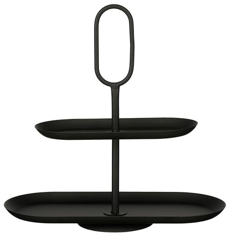 MICA Decorations Rama Etagere mit 2 Ebenen, L 38 x B 17 x H 37 cm, Metall, Schwarz
