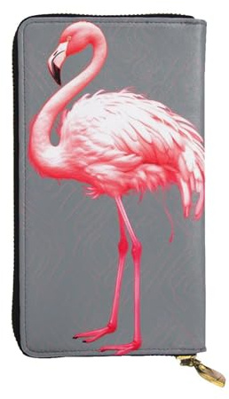 DFEPFKGOKL Stilvolle hohle Flamingo-Geldbörse aus Leder, lang, mit Reißverschluss, Münzgeldbörse, Clutch, Kreditkarten-Handygeldbörse für Damen und Herren, lässig, Reisen, große Kapazität, Modische