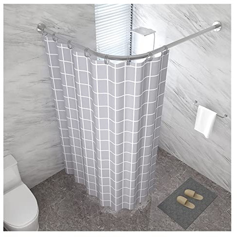 LUMSGN Tringle à Rideau de Douche incurvée en Forme de L pour Baignoire d'angle, Tringle à Rideau de Douche Extensible pour Baignoire de Salle de Bain, sans perçage, Tringle à Rideau de Douche d'an