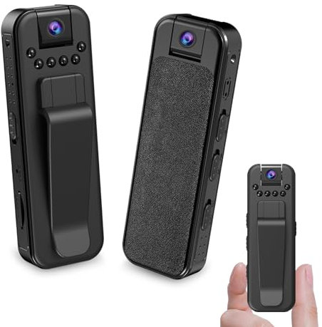 Jiyibidi Kleine Körperkamera 1080P Tragbare Body Cam mit Nachtsicht Mini Überwachungskamera Audio Video Aufzeichnung Mini Sicherheits Videokamera Body Camera für Haustiere Aussen Überwachung