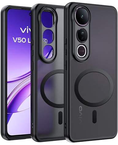 Effcotuo Magnetisch Hülle für VIVO V50 Lite 5G Case [Kompatibel mit MagSafe] Flexibles Silikon + Mattiertes Acryl-Schutzhülle Vollständiger Magnet Durchscheinende Matt Handyhülle Case