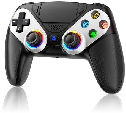 FOIRCEADAL RGB Wireless Controller for PS5/PC, 6-Axis Motion and Marco/Turbo/Vibration Function, Speaker with 3.5mm Audio Jack for P5 Pro/Slim