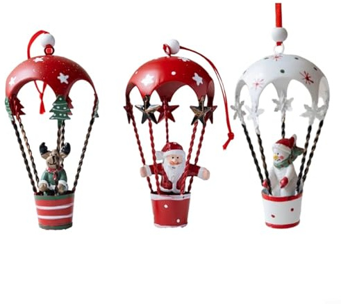 CNANRNANC Decorazioni per albero di Natale, 3 pezzi, in stile nordico, mongolfiera, con personaggi stravaganti per ghirlande e centrotavola