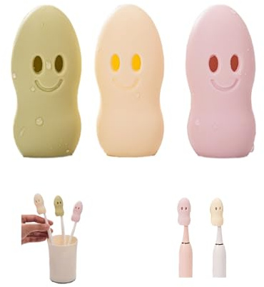 Lucien 3 Stück Silikon Zahnbürstenhülle, für Elektrische Zahnbürsten & Handzahnbürsten, Atmungsaktiver Bürstenkopfschutz für Reisen, Schule & Haushalt (Rosa, Beige, Grün)