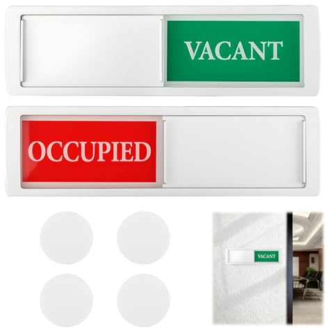 OCCUPIED/VACANT Sign for Home Bathroom Office Restroom Conference Hotel Hospital, Privacy Sign Easy to Read Non-Scratch Magnetic Fast Switching Sliding Door Indicator Sign Bold & Colored Text