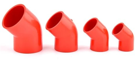1 Stück 20–50 mm rotes PVC-Rohr 90°-Winkel-Direkt-T-Stück-Verbinder Aquarium-Überlauf-Verbindungen Gartenbewässerung Ein-/Auslass-Ablauf-Fittings(45 Degree elbow,40mm)