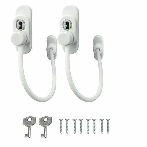 2 serrature per finestre con chiavi e viti, limitatori di apertura di porte e finestre per la sicurezza dei bambini, adatte per porte, finestre scorrevoli, frigoriferi e armadi