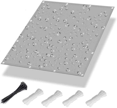 Sonnensegel 2.8x2.8m wasserdicht Rechteckig,Segeltuch mit ösen,Windschutz Wetterschutz 420D Oxford-Sonnenschutz Sonnensegel für Pool Balkon Terrasse Garten Camping-Grau